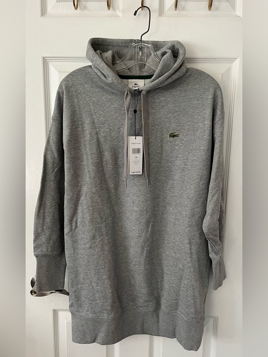 Lacoste Tops - Lacoste Gray Crewneck Hoodie with Embroidered Crocodile